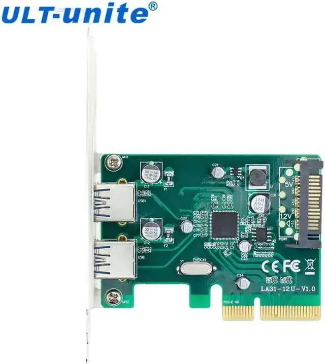 Alt view image 4 of 5 - Amify PCI-E to USB 3.1 Type-A 2 Port Express Card with 15 Pin Power Connector Dual Port Add on Expansion Card Adapter