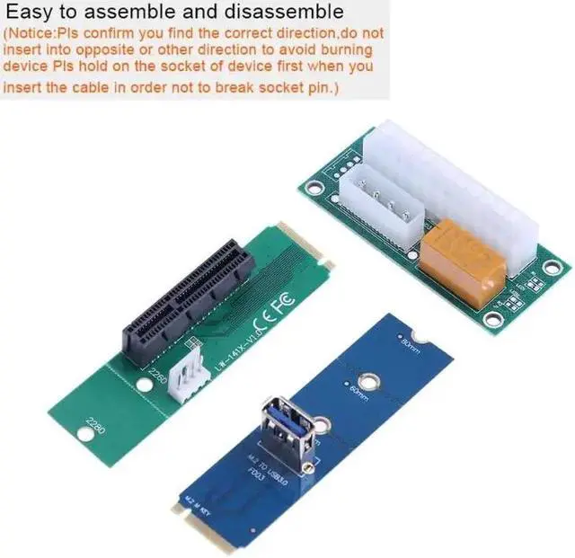 Alt view image 2 of 6 - Amify 3 in 1 NGFF M.2 to USB 3.0 Card+NGFF to PCI-e 4X Card+ATX 24Pin to for Molex 4Pin Dual PSU Power Supply Sync Starter Extender