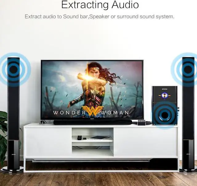 Alt view image 2 of 6 - Hdmi audio extractor HDMI to HDMI and Optical TOSLINK SPDIF + 3.5mm Stereo Audio Extractor Converter HDMI Audio Splitter Adapter