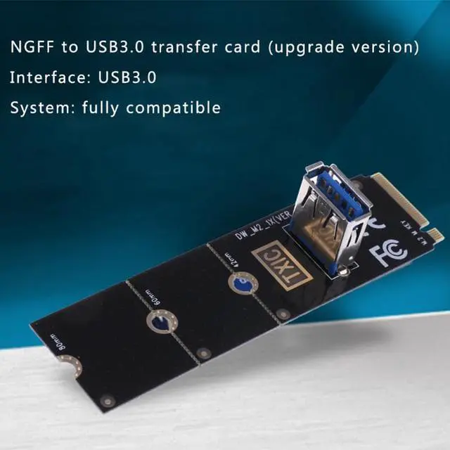 Alt view image 6 of 6 - NGFF M.2 to USB 3.0 PCI Express Converter Adapter Graphic Video Card Extender M2 to PCI-E PCIe X16 Slot Transfer Mining Riser