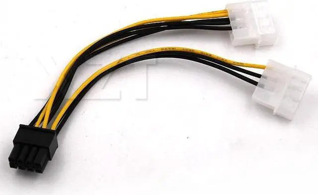 Alt view image 2 of 5 - 6 inch 2 x Molex 4 pin to 8-Pin PCI Express Video Card Pci-e ATX PSU Power Converter Cable - Molex to Pcie 8 pin (6+2) Adapter