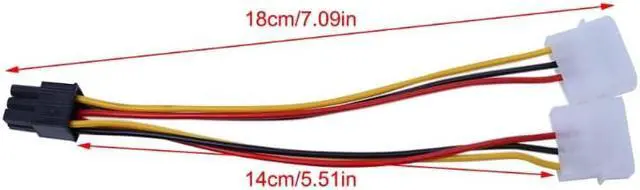 Alt view image 6 of 6 - 10Pcs/Set Graphics Power Adapter Cable 6PIN Turn Double 4pin Dual Molex 4-Pin To One PCI-E 6-Pin Power Connector Y Adapter Cable