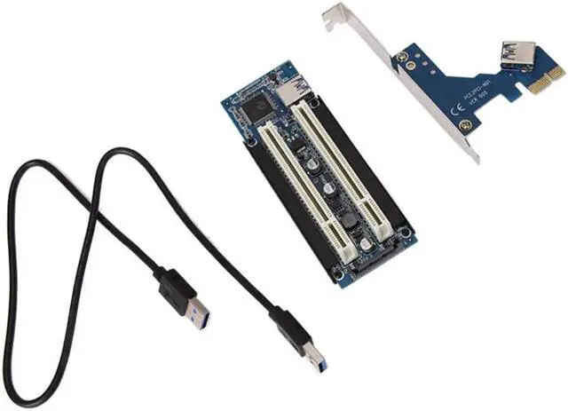 Alt view image 2 of 6 - PCI-E PCI Express X1 to Dual PCI Riser Extend Adapter Card PCI Add On Cards with 1M USB 3.0 Cable