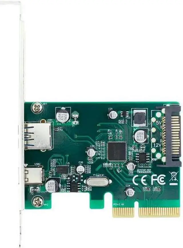 Alt view image 2 of 3 - Amify PCI-E 4X Express to Internal USB 3.1 type-c type-A SATA Dual Port Riser Expansion 10Gbp Card Adapter