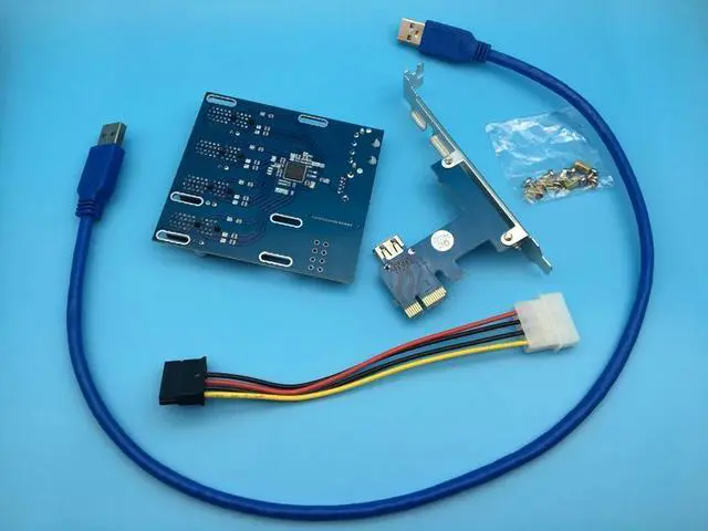 Alt view image 6 of 6 - PCIe 1 to 4 PCI Express 1X Slots Riser Card Mini ITX to External 4 PCI-e Slot x1 Port Multiplier for Bitcon BTC Miner Mining