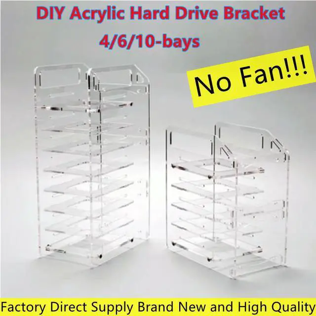 Alt view image 2 of 5 - DIY Acrylic Hard Drive Bracket Transparent Hard Disk Shelf Desktop Computer External Storage Box HDD Hard Disk Drives Cage