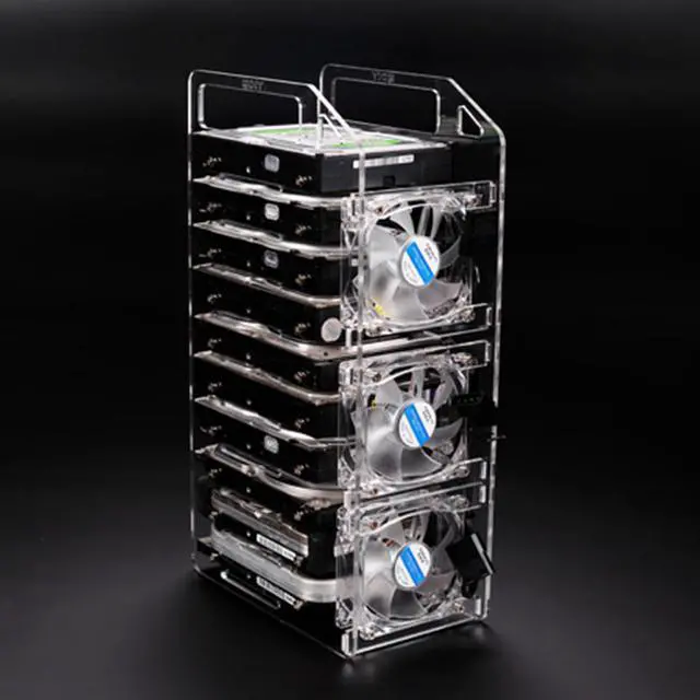Alt view image 5 of 5 - DIY Acrylic Hard Drive Bracket Transparent Hard Disk Shelf Desktop Computer External Storage Box HDD Hard Disk Drives Cage