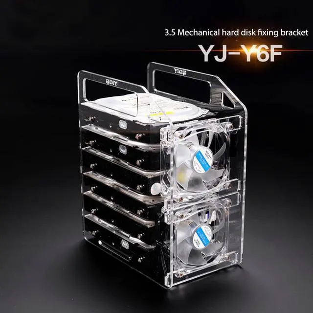 Alt view image 3 of 5 - DIY Acrylic Hard Drive Bracket Transparent Hard Disk Shelf Desktop Computer External Storage Box HDD Hard Disk Drives Cage