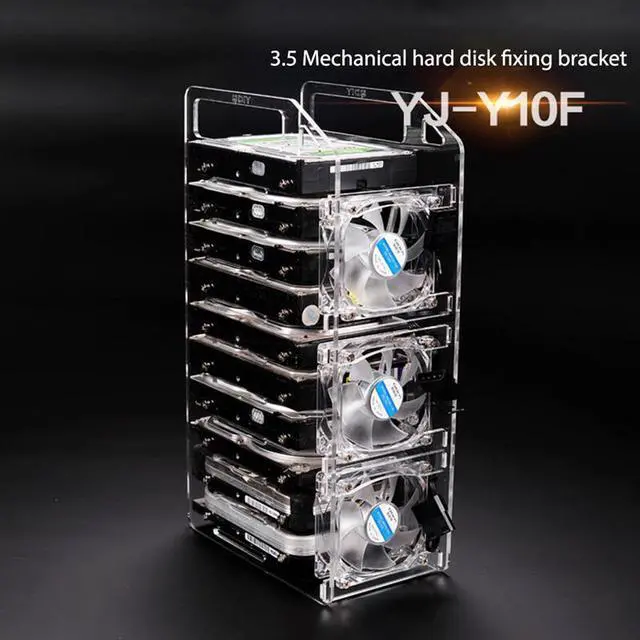 Alt view image 4 of 5 - DIY Acrylic Hard Drive Bracket Transparent Hard Disk Shelf Desktop Computer External Storage Box HDD Hard Disk Drives Cage
