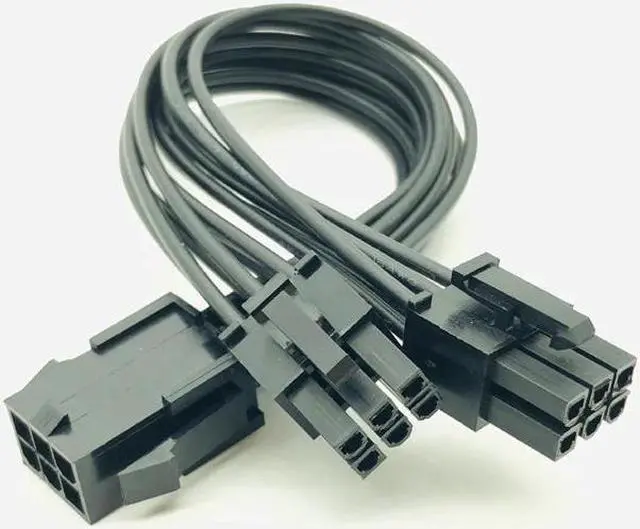 Alt view image 2 of 6 - PCIE 6pin to Dual 6pin Power Cable Sleeved Cable PC PCI Express Video Card Graphics Card Power Supply Cable 18AWG 20CM Black