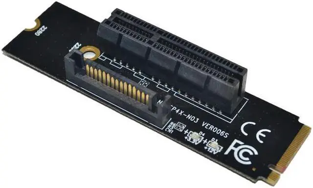 Alt view image 6 of 6 - NGFF M.2 to PCI E 4X Riser Card M2 M Key to PCIe X4 Adapter with LED Indicator SATA Power Riser for Bitcoin Miner Mining