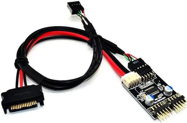 Main image of 9pin USB Header 1 to 2 Extension Cable Desktop 9Pin USB HUB USB 2.0 9pin Connector Adapter Port Multiplier with SATA Power Cable