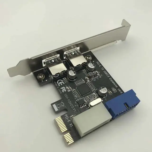 Main image of 5Gbps USB 3.0 PCI E Expansion Card Adapter External 2 Port USB3.0 Hub Internal 19pin Header PCI E Card 4pin IDE Power Connector
