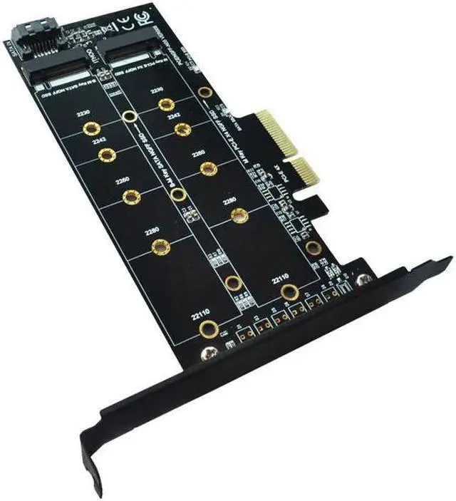 Alt view image 4 of 6 - PCIE to M2 Adapter M2 SSD NVME M Key M.2 NGFF B Key SATA Port to PCI Express 3.0 x4 Raiser Card Suppor 2280 2260 2242 2230 22110