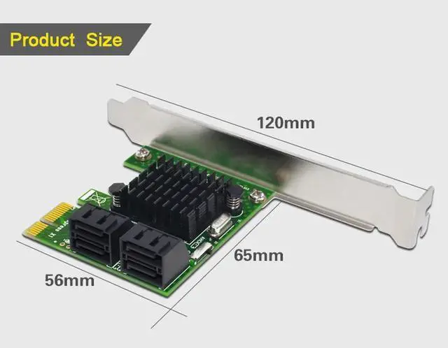Alt view image 6 of 6 - SATA3.0 PCI Express Expansion Card 6Gb 4 port SATA PCI Express 1X PCI E to SATA III Convert Card Adapter for SSD IPFS BTC Mining