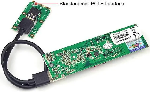 Alt view image 2 of 5 - Mini PCI Express PCI E to PCI E X1 Extender Riser Card USB 3.0 to PCIE 1X Slot IDE 4Pin Power Supply for BTC Miner Mining