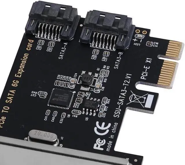 Alt view image 4 of 6 - PCI-E PCIe PCI Express to SATA 3.0 2 Port SATA III Expansion Controller 6G Card Adapter