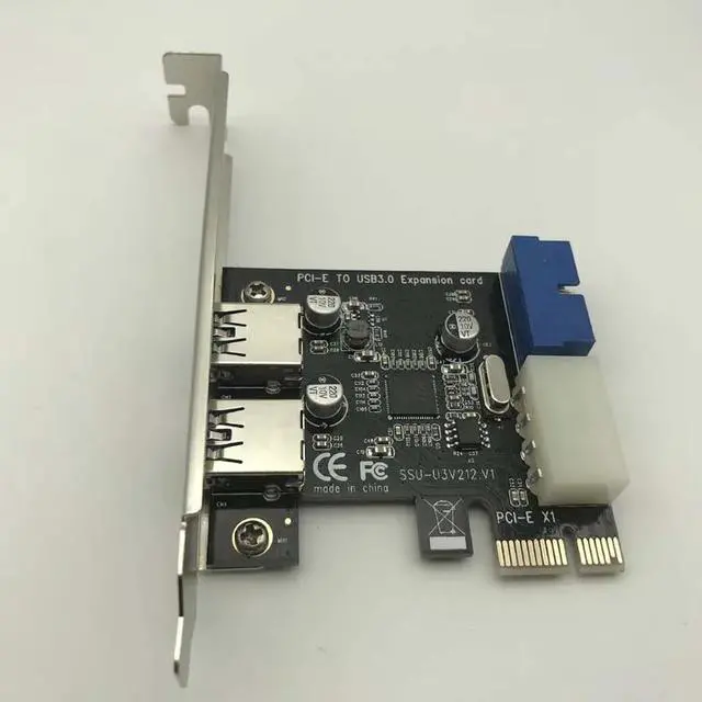 Alt view image 3 of 6 - 5Gbps USB 3.0 PCI-E Expansion Card Adapter External 2 Port USB3.0 Hub Internal 19pin Header PCI-E Card 4pin IDE Power Connector