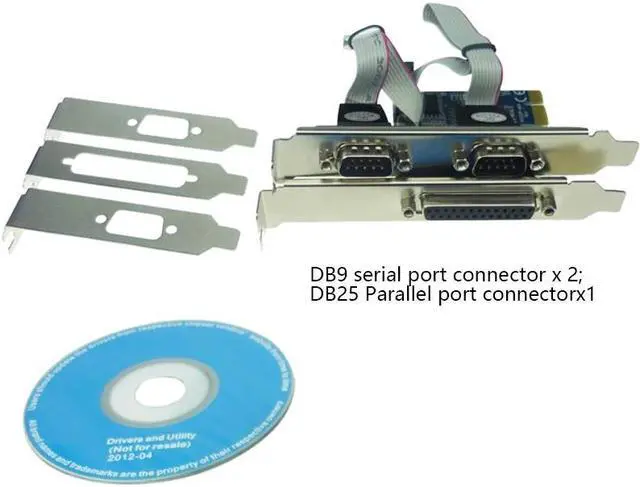 Alt view image 3 of 6 - Amify PCIE PCI-E to Dual serial port card DB9 RS232 2-Port LPT parallel port X1 serial card 2 Serial COM expansion card