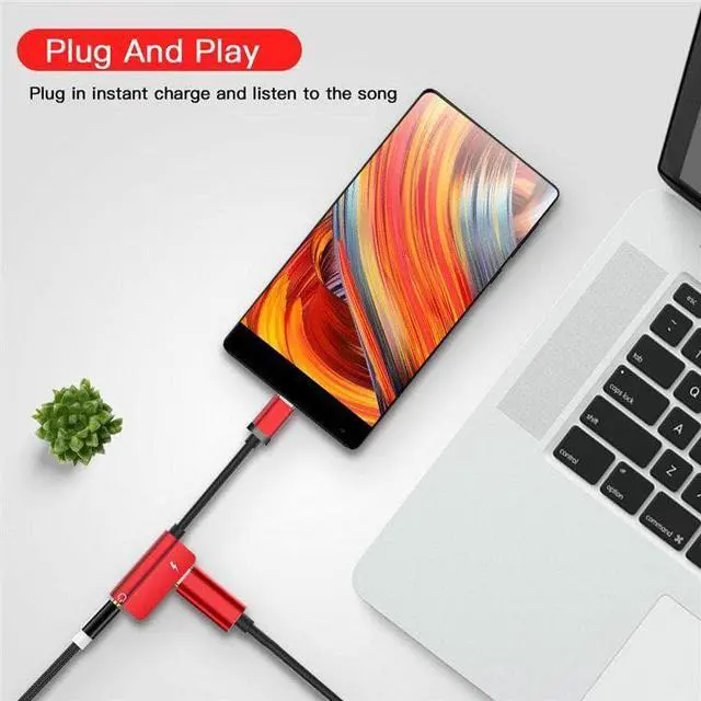 Main image of 1Pcs Type C to 3.5mm Jack AUX Audio Headphone USB C Charging Adapter Splitter Cable