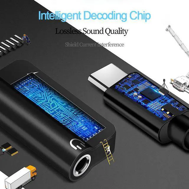 Alt view image 3 of 6 - For Xiaomi Mi9 Samsung Huawei P20 Type C To 3.5mm Dual Headphone Jack Aux Adapter USB C charger Audio Cable Splitter Converter