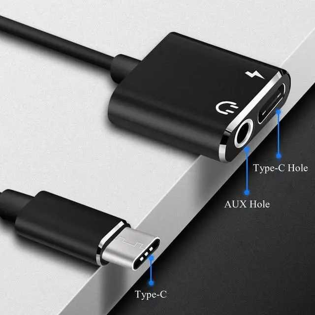 Alt view image 2 of 6 - USB Type C Type C to 3.5mm Jack Headphone Aux Adapter Charger Audio Dual 2 In 1 Converter USB C Earphone Splitter Cable