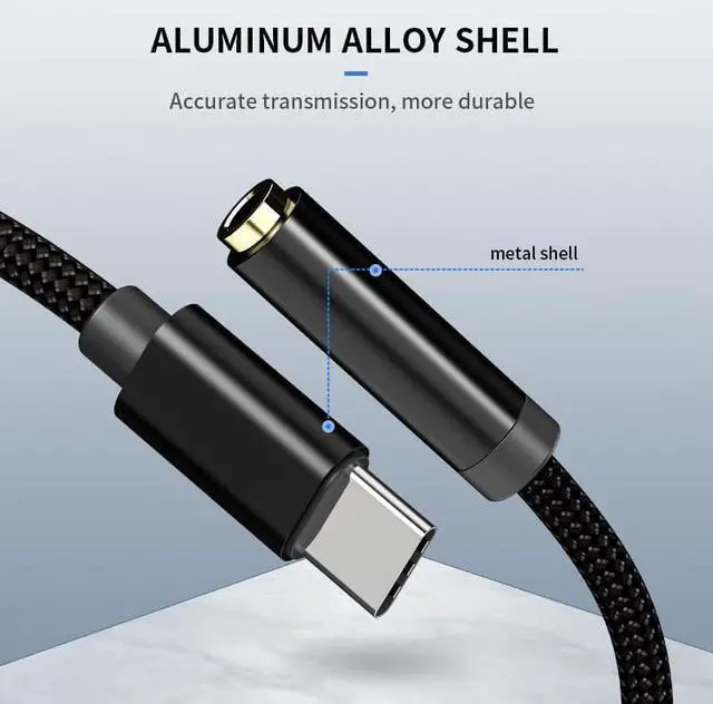 Alt view image 6 of 6 - Smart USB Type C To 3.5mm AUX Adapter For Earphone USBC Type C Audio Headphone Jack Headsets Splitter For Samsung Xiaomi