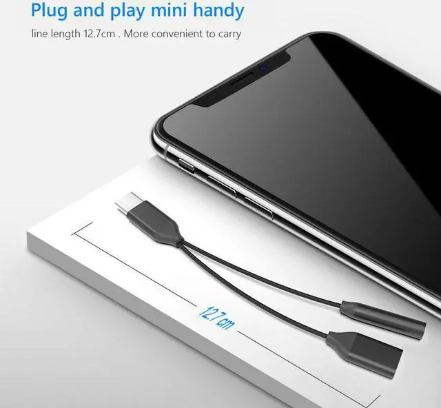Alt view image 5 of 6 - 1Pcs USB Type C to Type C 3.5mm Jack AUX Headphone Audio Splitter Converter Adapter Cable For Huawei mate 20 10 P30 pro Xiaomi