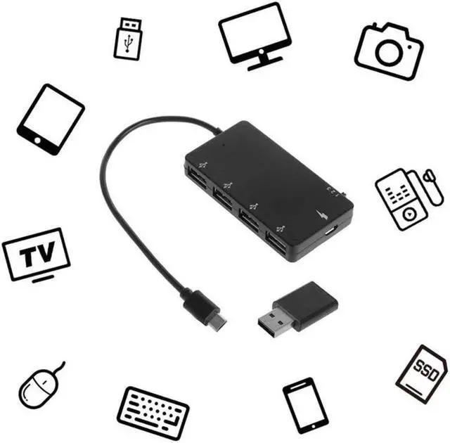 Alt view image 5 of 6 - GL850G Micro USB OTG 4 Port Hub Power Charging Adapter OTG HUB USB Splitter Cable for Android Windows Laptop PC