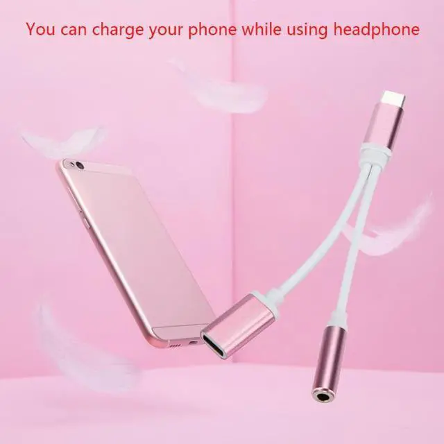 Alt view image 2 of 6 - 2 in 1 USB C Type C Male Audio Cable to 3.5mm Female Audio Jack Headset Earphone Adapter Wire Y Splitter Cable