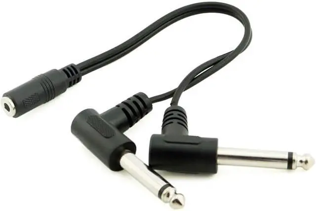 Alt view image 8 of 12 - ABKT 3.5mm Mini 1/8 inch TRS Stereo Female Jack to Dual 1/4 6.35mm Male Plug Mono TS Right Angle Audio Adapter Y Splitter Cabl