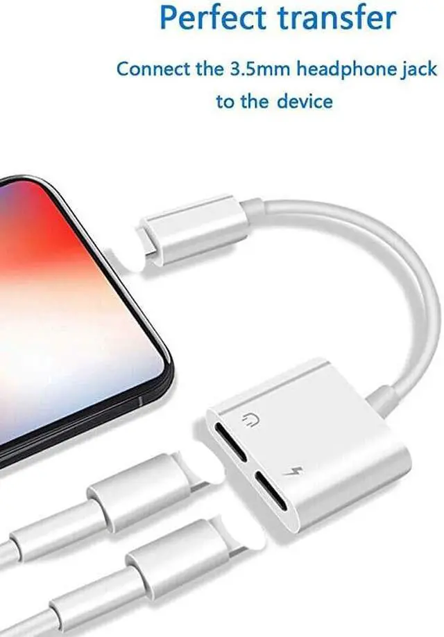 Alt view image 9 of 9 - Headphone Adapter Charging For iPhone 7 8 Plus X XR XS MAX Dongle 2 in 1 Dual Earphone Splitter Aux Audio Adaptor Charger