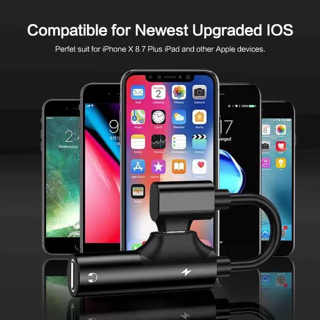 Alt view image 14 of 16 - 2 in 1 For Lightning to 3.5mm Audio Adapter Jack Charging Converter For iPhone 7 8 X Cable Splitter Headphone USB Adapter