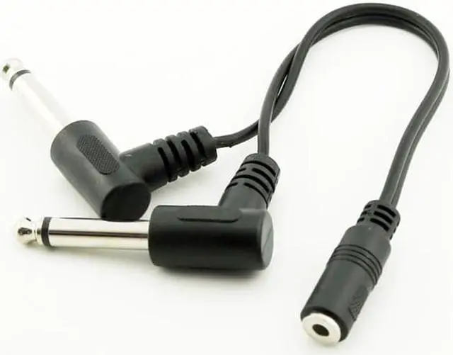Alt view image 11 of 12 - ABKT 3.5mm Mini 1/8 inch TRS Stereo Female Jack to Dual 1/4 6.35mm Male Plug Mono TS Right Angle Audio Adapter Y Splitter Cabl
