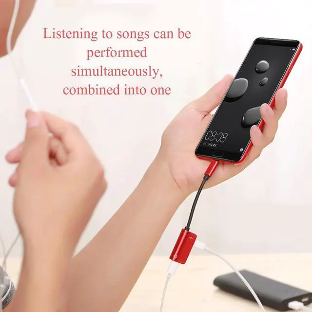 Alt view image 6 of 6 - 2 in 1 USB Type C Adapter To 3.5mm Headphone Audio Charging Converter AUX Cable Adapter For Xiaomi Mi8 For oneplus 6 6t Splitter