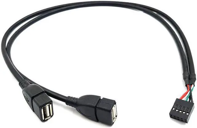 Alt view image 6 of 7 - (2 Pack) 50CM Dupont 10 Pin Female Header to 2 Port Dual USB 2.0 Type A Female Motherboard Extender Splitter Cable