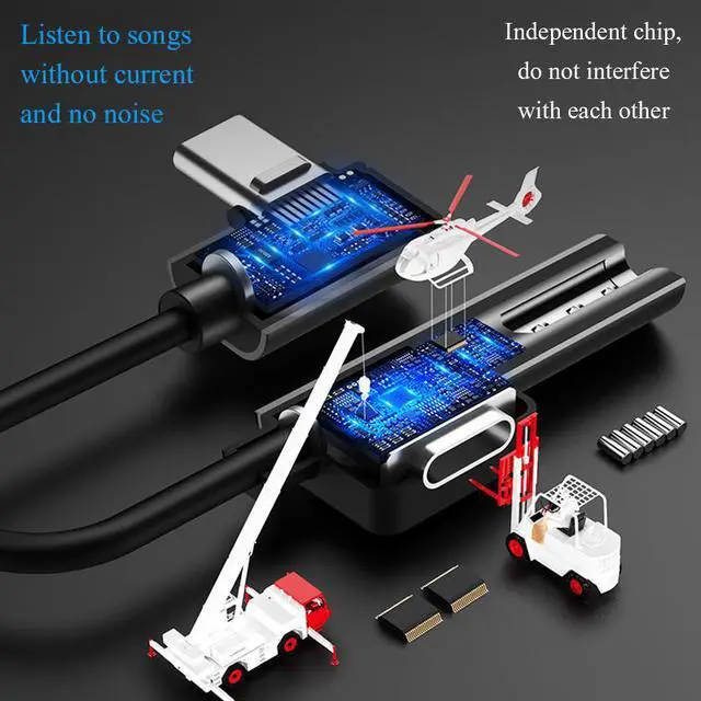 Alt view image 9 of 12 - usb type c to 3.55mm jack audio splitter headphone cable Earphone aux 3.5 Adapter charger usb c for xiaomi mi 8 for huawei nova3
