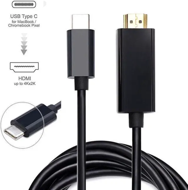 Alt view image 4 of 6 - Type C USB C to HDMI Cable 6FT USB 3.1 (Thunderbolt 3 Compatible) For Tablet