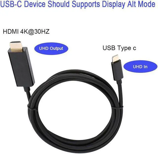 Alt view image 5 of 6 - Type C USB C to HDMI Cable 6FT USB 3.1 (Thunderbolt 3 Compatible) For Tablet