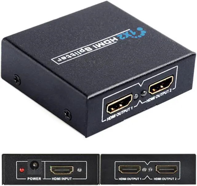Main image of 1Pcs 1 to 2 Ports HDMI SPlitter Switch + DC 5V 1A Adapter or USB Power Supply Cable for 1080P 3D HDTV HDCP Audio Video separator