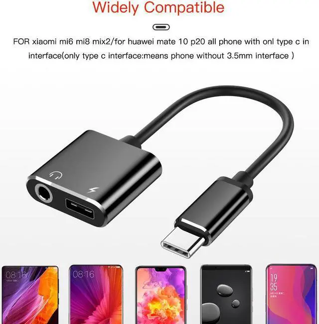 Alt view image 14 of 14 - Type C To 3.5 mm Earphone Jack Adapter 2 in 1 USB C Audio Cable Converter Charging Splitter Headphone Adapter For Samsung Xiaomi