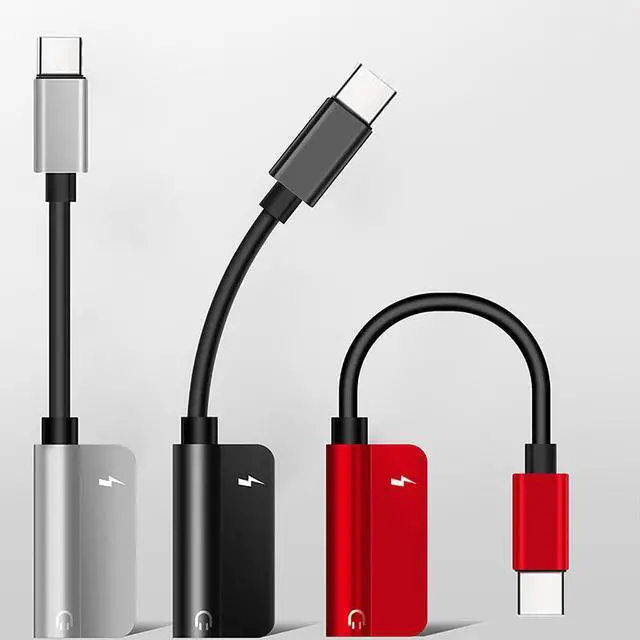 Alt view image 6 of 6 - For Xiaomi Mi9 Samsung Huawei P20 Type C To 3.5mm Dual Headphone Jack Aux Adapter USB C charger Audio Cable Splitter Converter