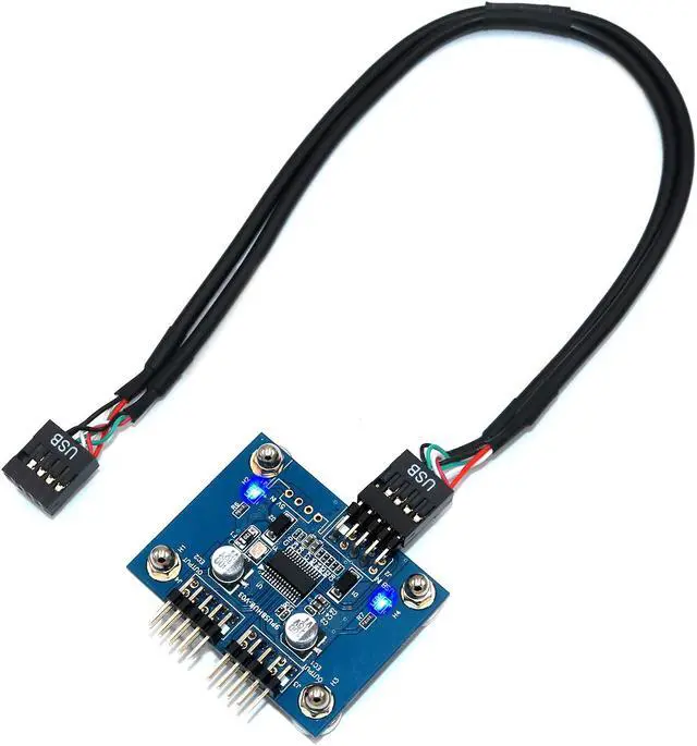 Main image of Misskit Motherboard USB 2.0 9pin Header 1 to 2 Extension Hub Splitter Adapter Converter MB USB 2.0 Male to 2 Male 30CM/11.81" 9 pin Cable