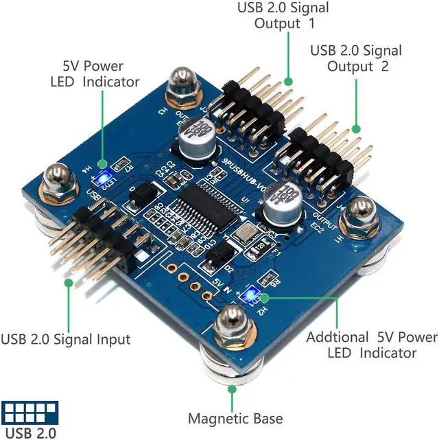 Alt view image 2 of 3 - Misskit Motherboard USB 2.0 9pin Header 1 to 2 Extension Hub Splitter Adapter Converter MB USB 2.0 Male to 2 Male 30CM/11.81" 9 pin Cable