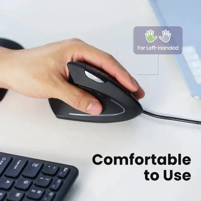 Alt view image 12 of 15 - Perixx PERIMICE-513L Wired Left Handed Vertical Ergonomic Mouse 1000/1600 DPI 6 Buttons