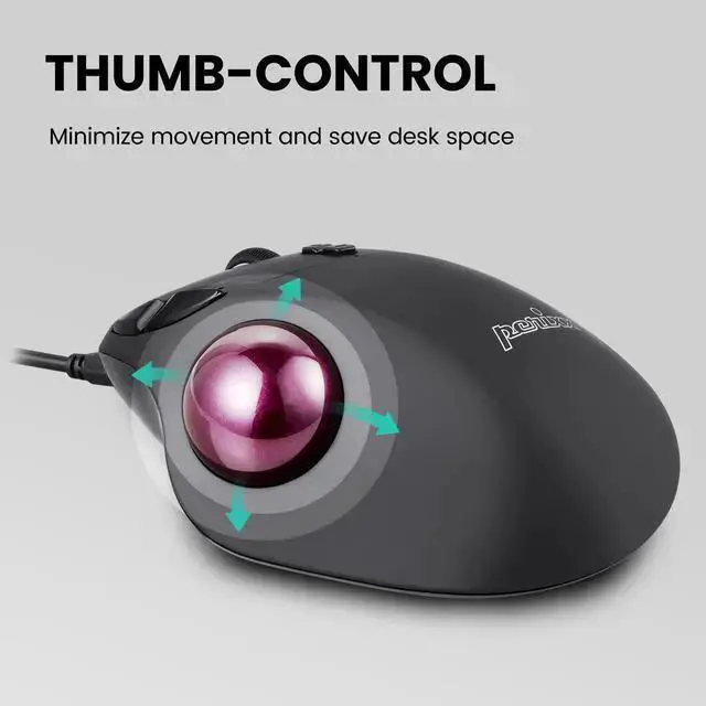 Alt view image 11 of 16 - Perixx PERIMICE-517 Wired Ergonomic Trackball Mouse 7 Buttons 400/1000 DPI
