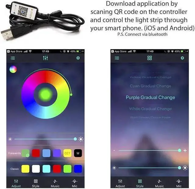 Alt view image 11 of 14 - USB LED Lighting Strip for HDTV - Medium (78in / 2M / 6.56FT) - Multi-Color RGB - USB LED Backlight Strip with Dimmer for Bias Lighting HDTV, Flat Screen TV LCD, Desktop Monitors, Kitchen Cabinets