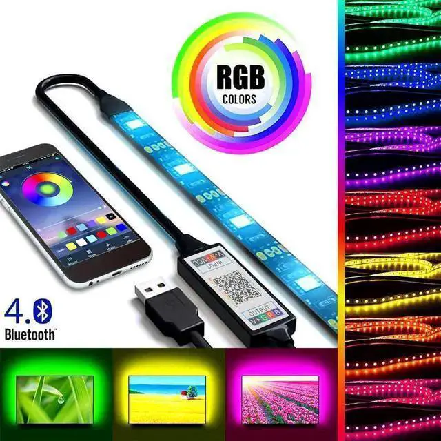 Alt view image 8 of 14 - USB LED Lighting Strip for HDTV - Medium (78in / 2M / 6.56FT) - Multi-Color RGB - USB LED Backlight Strip with Dimmer for Bias Lighting HDTV, Flat Screen TV LCD, Desktop Monitors, Kitchen Cabinets