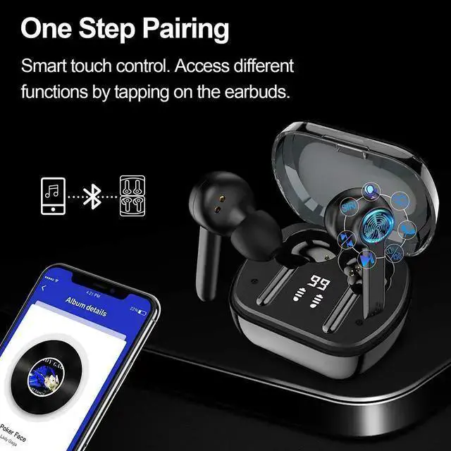 Alt view image 2 of 7 - Bluetooth Earphone in Ear Headphones Wireless, Bluetooth 5.1 Sport Headset with Active Noise Cancellation, True Wireless Earbuds HD Stereo and HD Sound Quality with Microphone (Black)