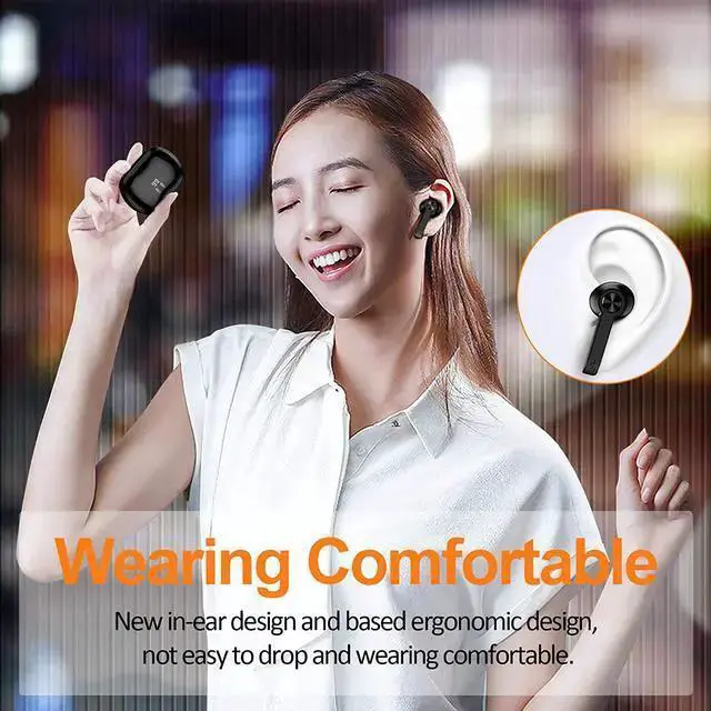 Alt view image 7 of 7 - Bluetooth Earphone in Ear Headphones Wireless, Bluetooth 5.1 Sport Headset with Active Noise Cancellation, True Wireless Earbuds HD Stereo and HD Sound Quality with Microphone (Black)